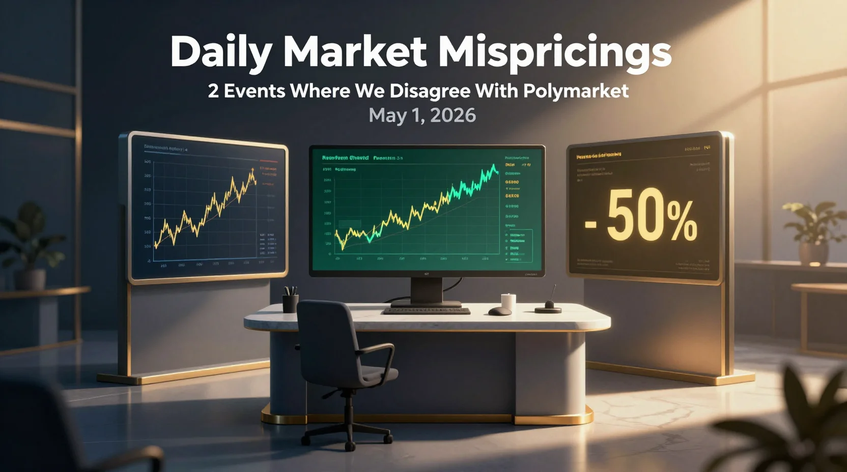 Daily Market Mispricings: 2 Events Where We Disagree With Polymarket — May 1, 2026