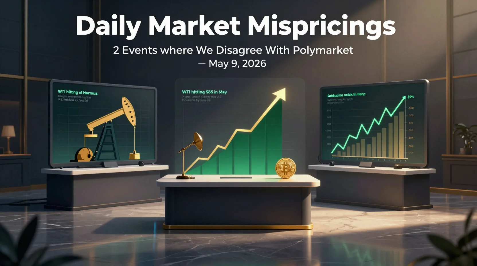 Daily Market Mispricings: 2 Events Where We Disagree With Polymarket — May 9, 2026